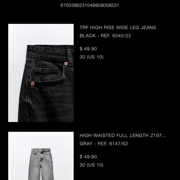 Zara Dark Gray Straight Leg High Rise Jeans Size 10 - Picture 6 of 6